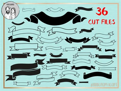 Ribbon Banner Svg Cut Files Hand Drawn Ribbon Banners Svg Decorative