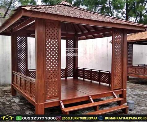 Harga Gazebo Kayu Jati Ukir Jepara Saung Minimalis Antik