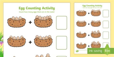 Eggs In Nests Counting Sheet Professor Feito Twinkl