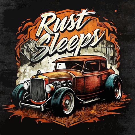 Vintage Classic Muscular HOT ROD Tee Shirt Design Isolated Vector Clipart Illustration