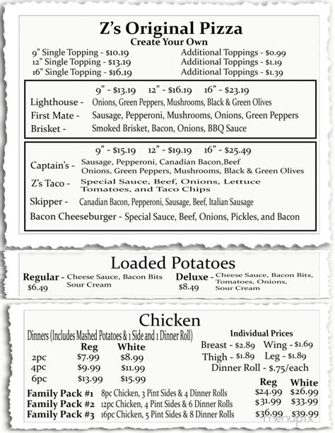 Menu of Z's Restaurant in Waterloo, IA 50703