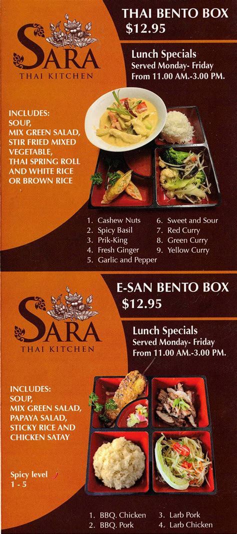 sara thai kitchen menu slc menu