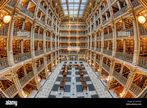 The beautiful interior of the George Peabody Library, a part of Johns ...