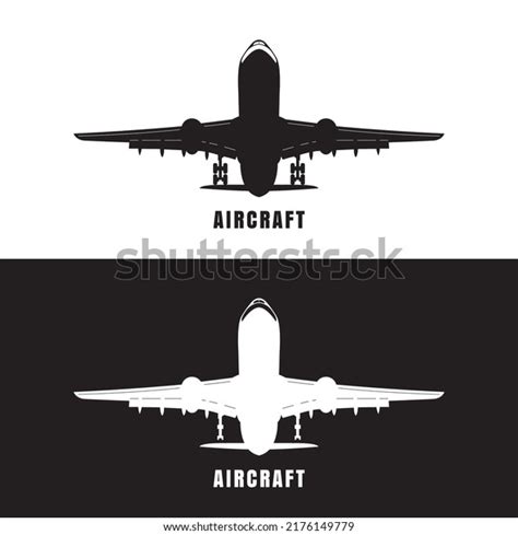 Silhouette Airplane Flight Black White Stock Vector (Royalty Free ...