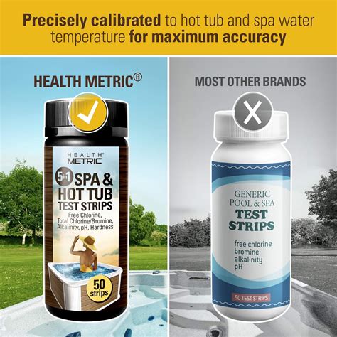 Health Metric Hot Tub And Spa Test Strips 100 Ct 5 In 1 Chemical Dip Testing Strip Kit