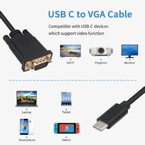 Duttek USB C Auf VGA Kabel USB Typ C Stecker Auf VGA Stecker