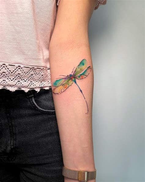 Simple Black Dragonfly Tattoo