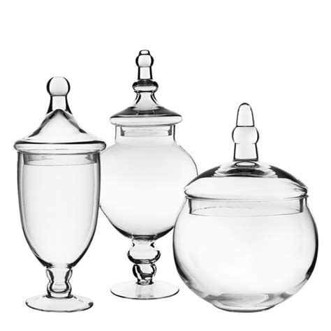 Glass Apothecary Candy Buffet Jars Set Of 3 Combo