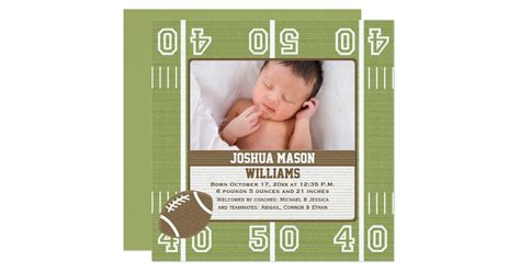 Football Photo Birth Announcement Cards Zazzle