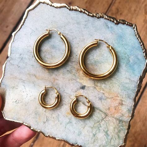 14k Gold Vermeil Large Luxe Chunky Hoop Earrings By Carrie Elizabeth