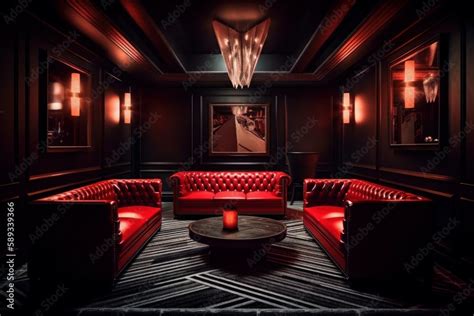 Red Interior Of Luxury Nightclub Restaurant Lounge Bar Ai Generated