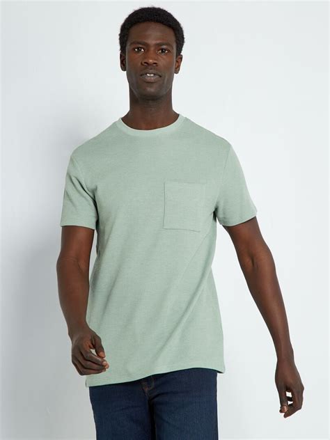 T Shirt Uni En Nid D Abeilles Vert Gris Kiabi 4 50