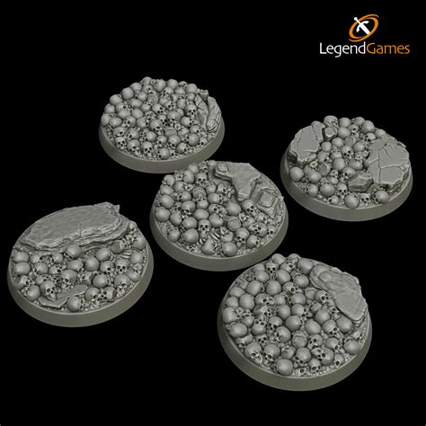 Stl File 40mm Skull Bases Round X5 Legendgames 💀 ・3d Printing