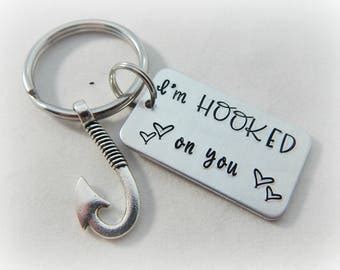 Boyfriend Fishing Keychain I M Hooked On You Hand Etsy