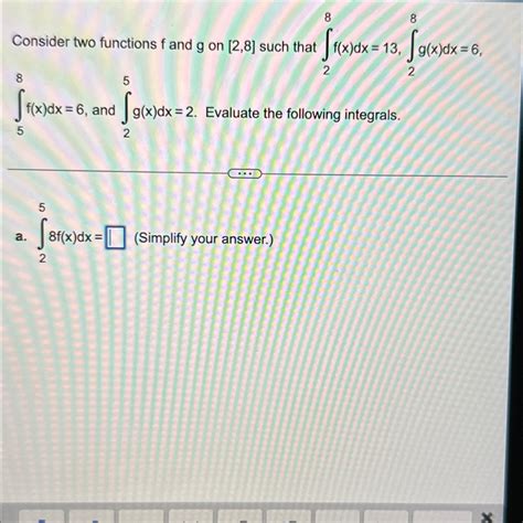 Solved Consider two functions f ﻿and g ﻿on 2,8 ﻿such that | Chegg.com