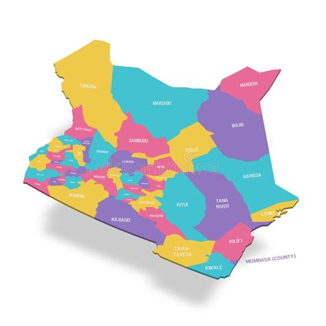 Kenya Political Map Of Administrative Divisions Stock Illustration