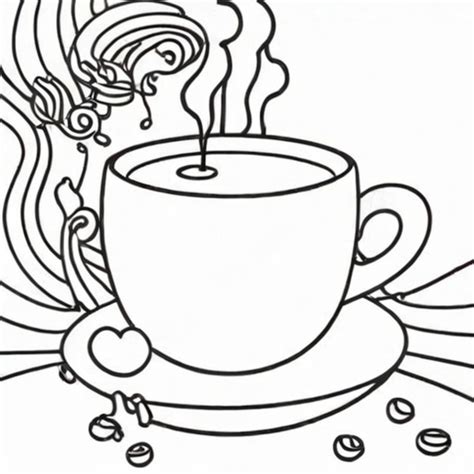 Hot Coffee Line Art White Background Premium AI Generated Image