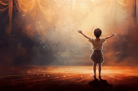 Athletic Ballerina Boy Theater Stage Generate Ai Stock Photo Image