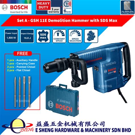 Bosch Gsh E Demolition Hammer With Sds Max W Foc Pointed Chisel