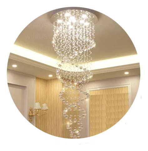 Lustre De Cristal P Direito Duplo Base Dourada Cm C Led Cor Dourado