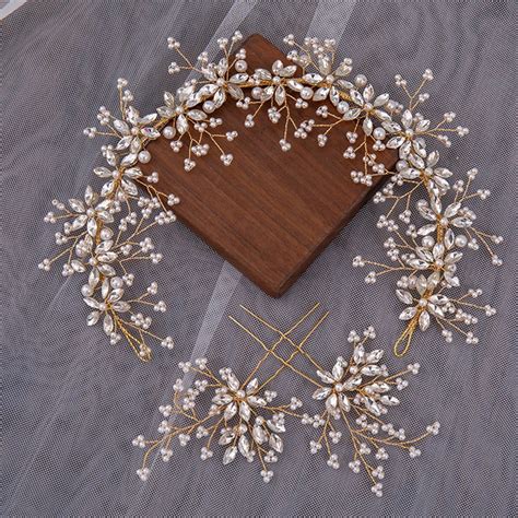 Girls Tiaras Hairpin Wedding Hair Accessories For Women Golden Crystal