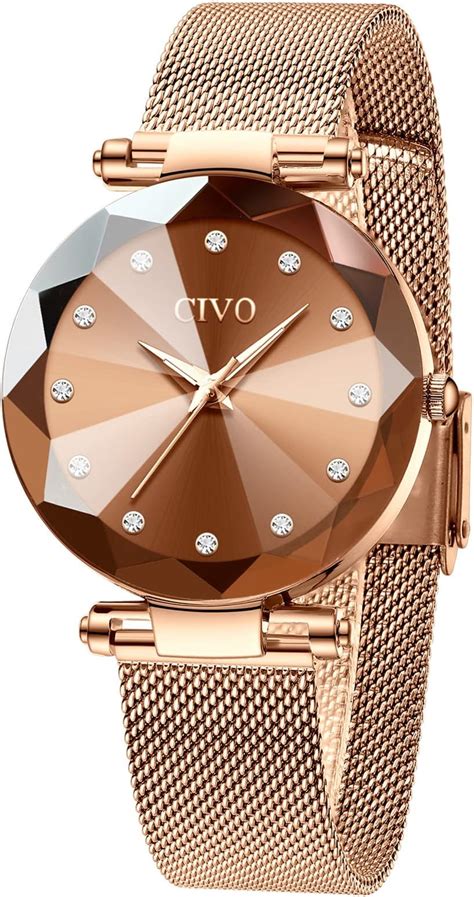 CIVO Montre Femme Or Rose Minimalistes Etanches Montres Pour Femmes