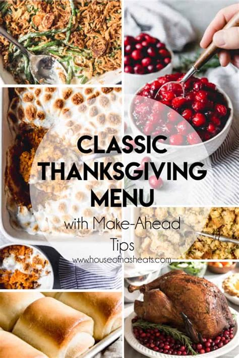 Traditional Thanksgiving Dinner Menu List