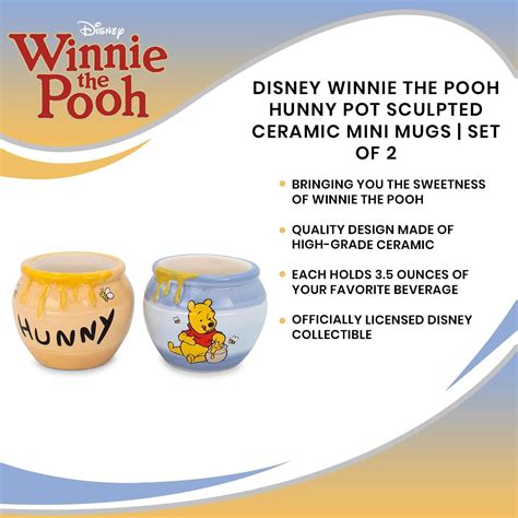 Disney Winnie The Pooh Hunny Pot Sculpted Ceramic Mini Mugs Set Of 2