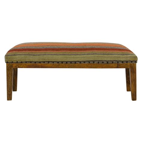 Ooty Stripe Wool Kilim Bench Kilim Bench Bench Upholstered Bench