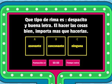 Rimas Asonantes Y Consonantes Gameshow Quiz