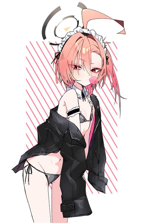 Mo2upoyo Neru Blue Archive Blue Archive Highres 1girl Ahoge Armband Bikini Black