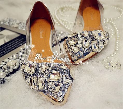 Luxury Spring Summer Beautiful Shoes Silver Flat Heel Shoes Crystal bridal wedding shoes Lady ...