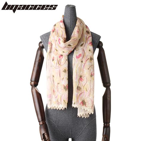 Bqacces Foulard En Coton Imprim Floral Longue Et Fine Charpe En