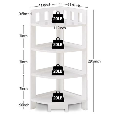 Corner Shelf 4 Tier Display Shelves Wood Storage Stand Multipurpose