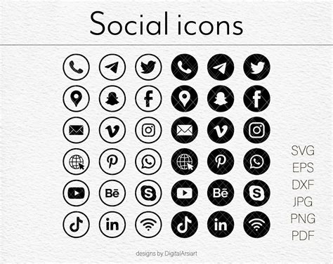 Social Icons Svg Vector Social Icons Instagram Logo Svg Social Etsy