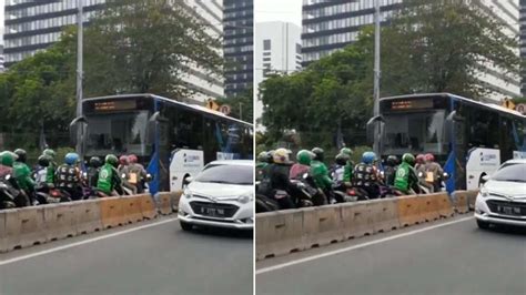 Video Miris Pemotor Lawan Arah Dan Paksa Transjakarta Mundur Di Jalur