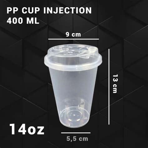 Jual PP Cup Injection 400ml 14Oz Gelas Plastik Coffee Boba Tea