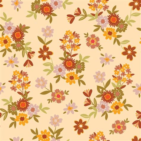 Premium Vector Colorful Groovy Flowers Seamless Pattern Vector