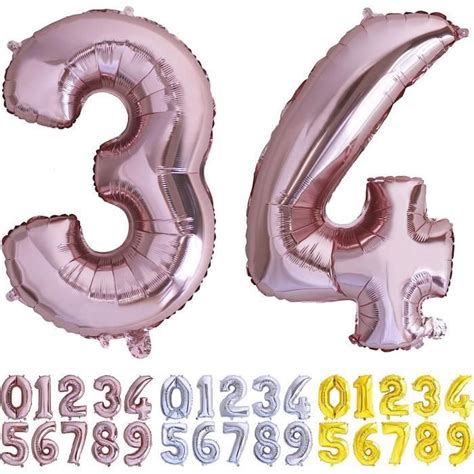 Ballon Numéro 34 Ou 43 Or Rose Ballons Géants Chiffres 3 4 Foil