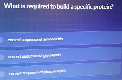 Solved What Is Required To Build A Specific Protein Correct Sequence