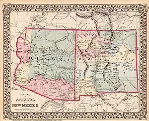 County Map Of Arizona And New Mexico By Mitchell 1878 Art Source