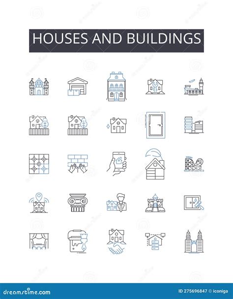 Condominiums Line Icons Collection Residences Apartments Units