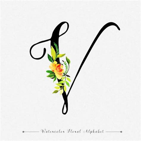 Premium Vector | Letter v watercolor floral background