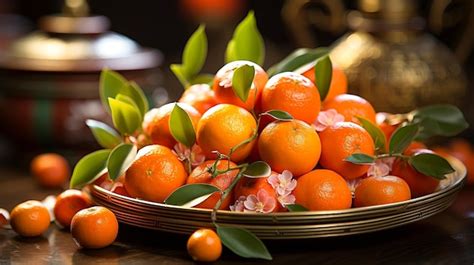 Premium Ai Image Chinese New Year Celebration With Mandarin Oranges