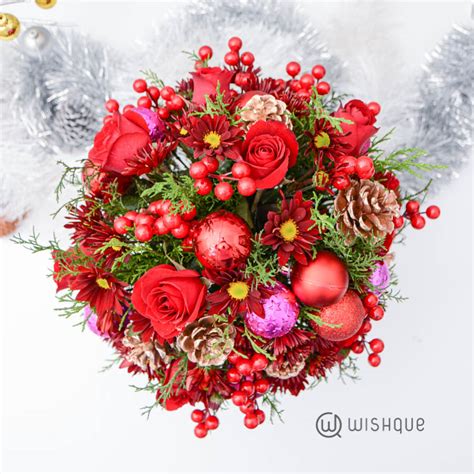 Very Merry Christmas Roses Arrangement Wishque Sri Lankas Premium