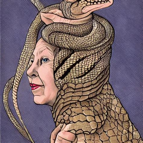 Queen Elizabeth As A Reptile Snake Woman Snake Person Stable