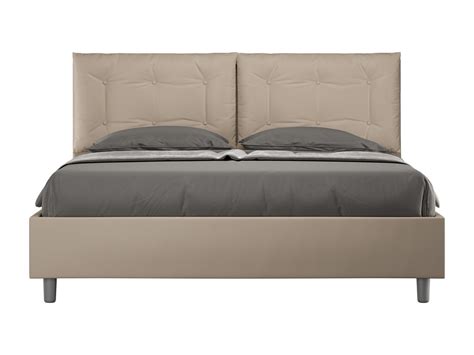 Letto Contenitore Imbottito 160x200 Similpelle Tortora Annalisa