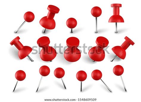 Realistic Red Push Pins Attach Buttons Stock Vector (Royalty Free ...