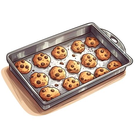 Un Dibujo De Una Bandeja De Galletas Con Chispas De Chocolate Foto Premium