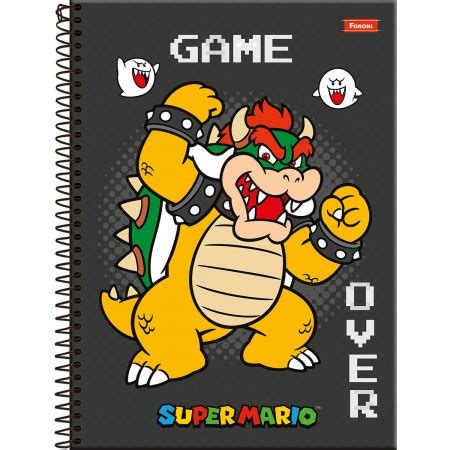 Caderno Super Mario 80fls Capa Dura FORONI Papelaria Nugabi